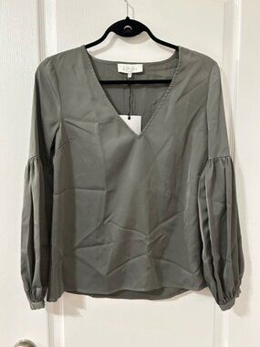 Revolve women’s Blouse Size XS Whimsigoth Dark Romance Olive Green Satin Boho